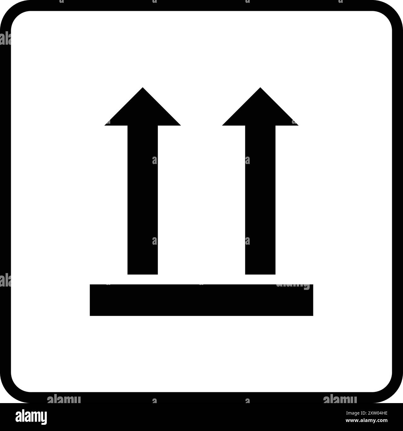 Symbol oben, Seite oben schwarz, Verpackungssymbol, Pfeil oben oben Stock Vektor