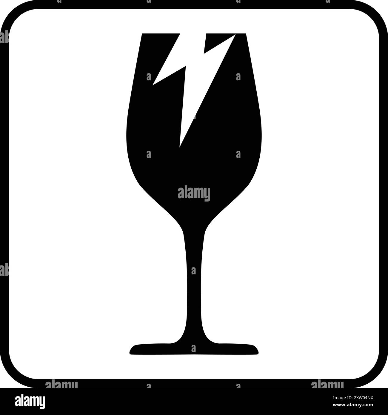 Zerbrechliches Symbol, zerbrechliches Glasbruchsymbol, zerbrechliches Logo, sorgfältiger Griff, zerbrechliches Verpackungszeichen Stock Vektor