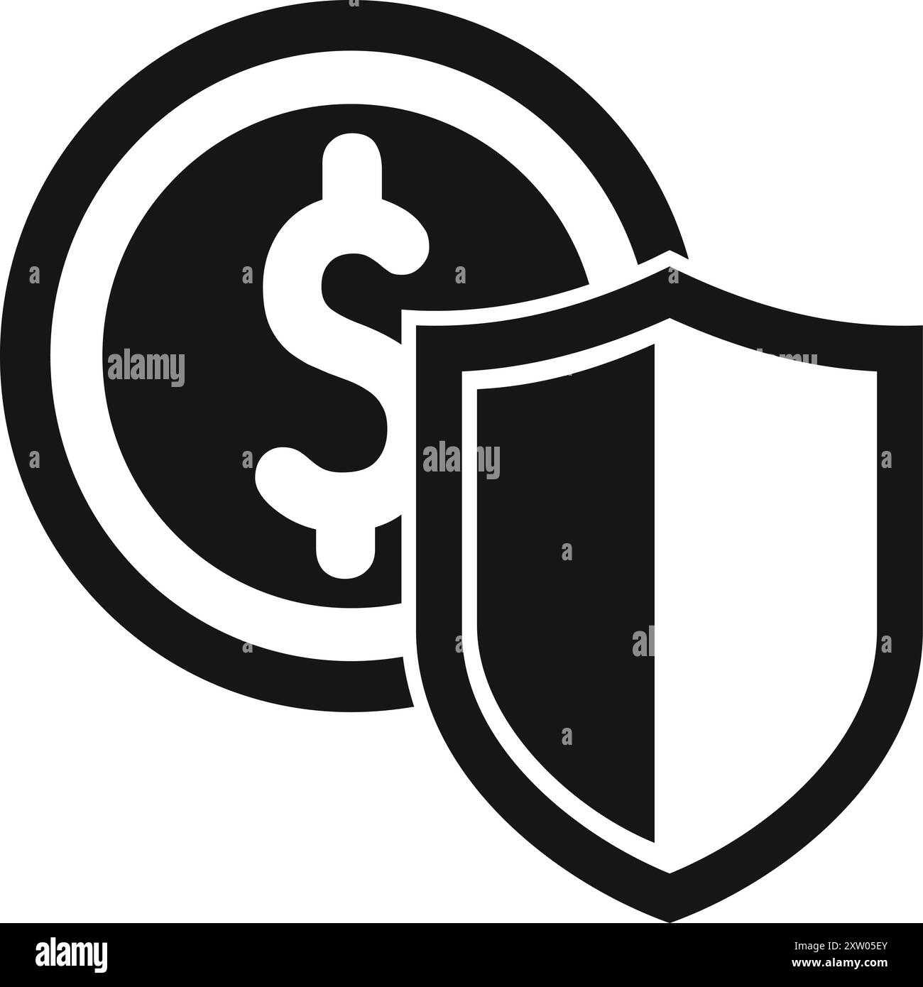 Shield schützt eine Dollarmünze und repräsentiert das Konzept der finanziellen Sicherheit Stock Vektor