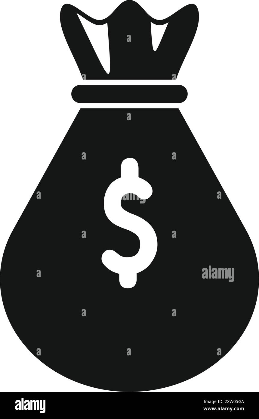 Einfaches Vektorsymbol einer vollen Tasche Geld, das Reichtum und Erfolg repräsentiert Stock Vektor