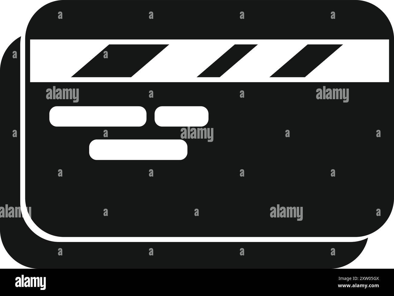 Einfaches Vektorsymbol mit zwei gestapelten Kreditkarten mit Magnetstreifen, die Online-Shopping, persönliche Finanzen und Zahlungsmethoden darstellen Stock Vektor