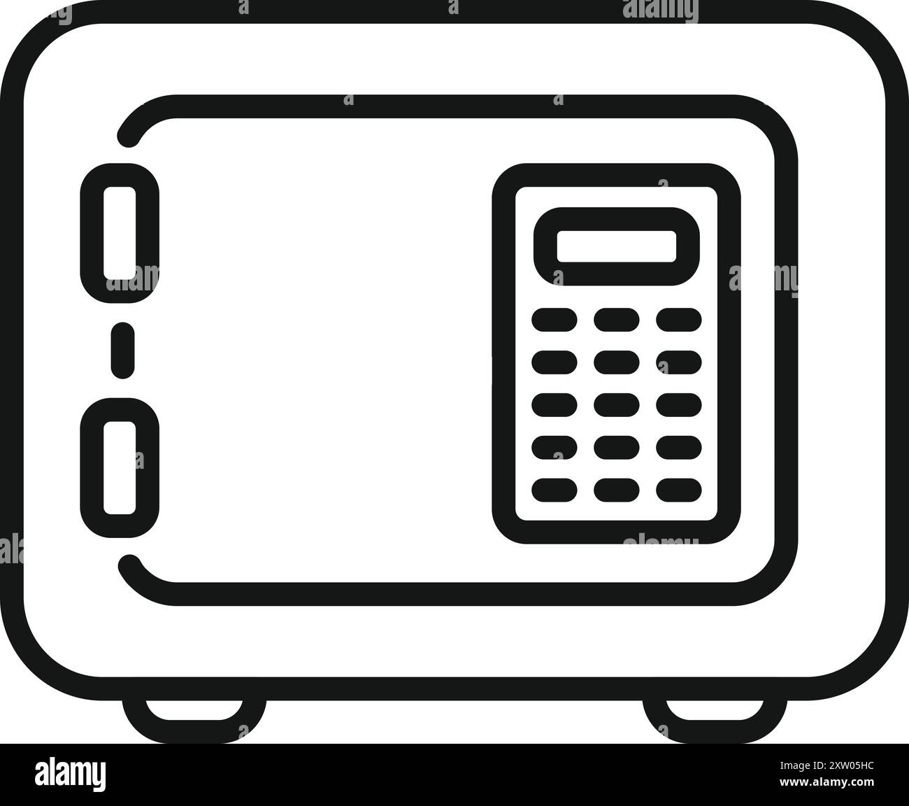 Einfaches, auffallendes Strichsymbol für einen Safe zu Hause oder im Büro mit digitalem Tastenfeld Stock Vektor