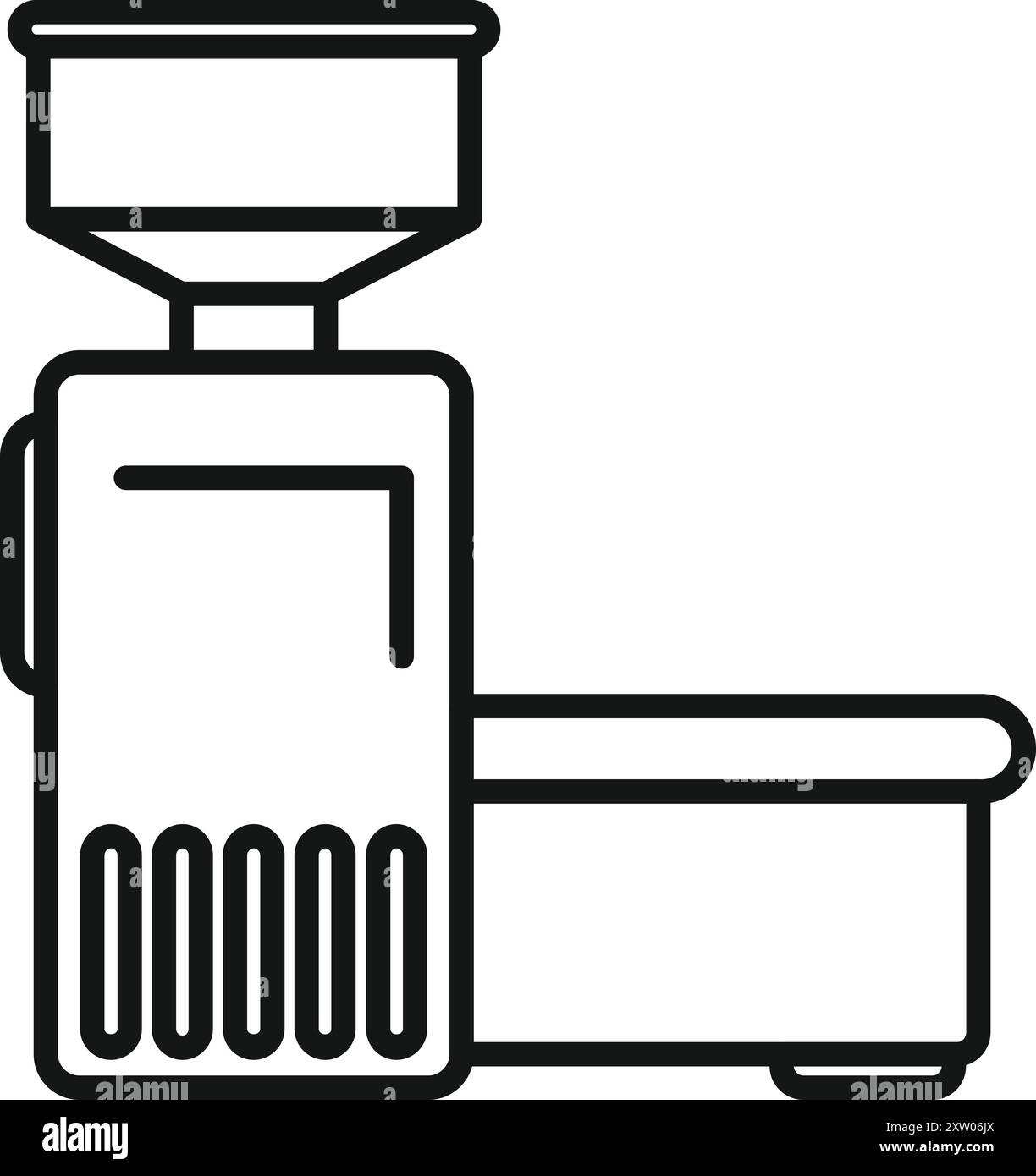 Liniensymbol einer Mehlmühle, die frisches Mehl für Brot herstellt Stock Vektor