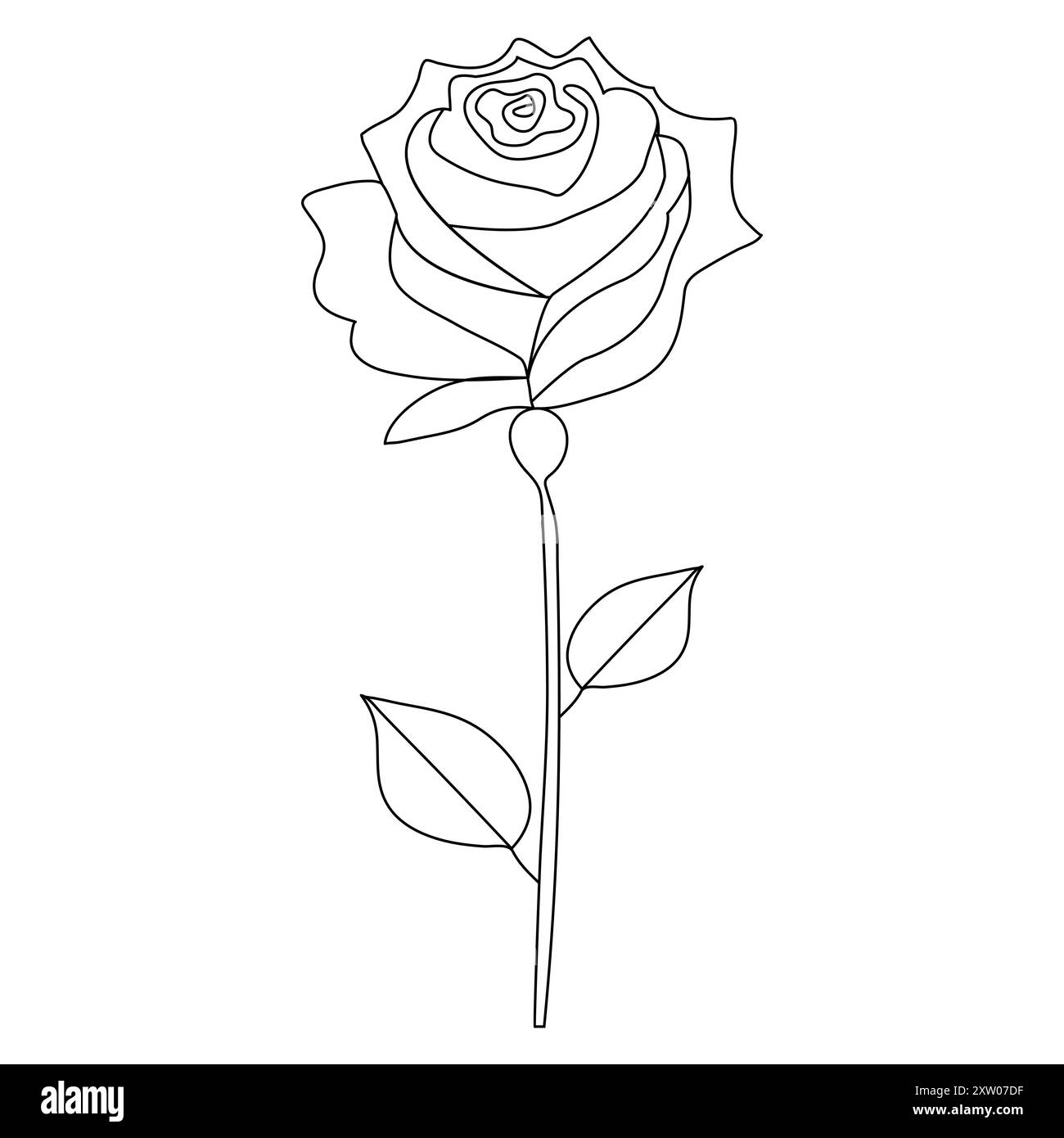 Durchgehende einzelne einzeilige Rose Design handgezeichnete Zeichnung Rosen Strichgrafik Illustration Stock Vektor