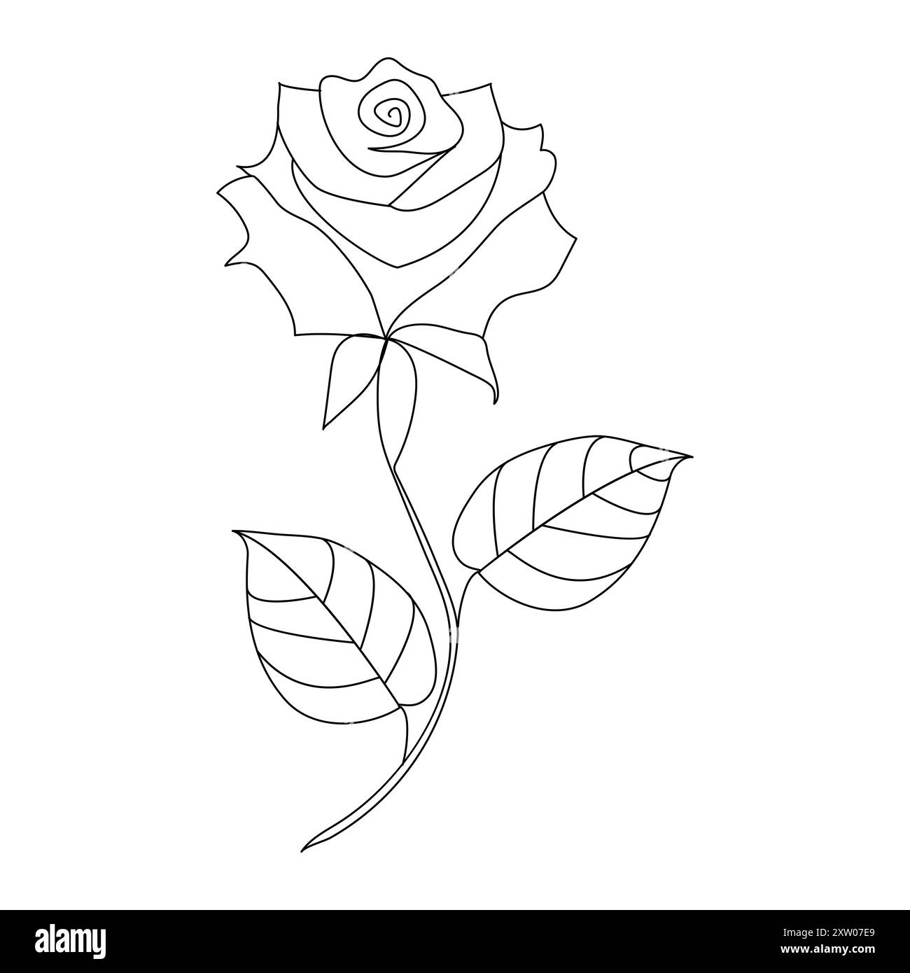 Durchgehende einzelne einzeilige Rose Design handgezeichnete Zeichnung Rosen Strichgrafik Illustration Stock Vektor