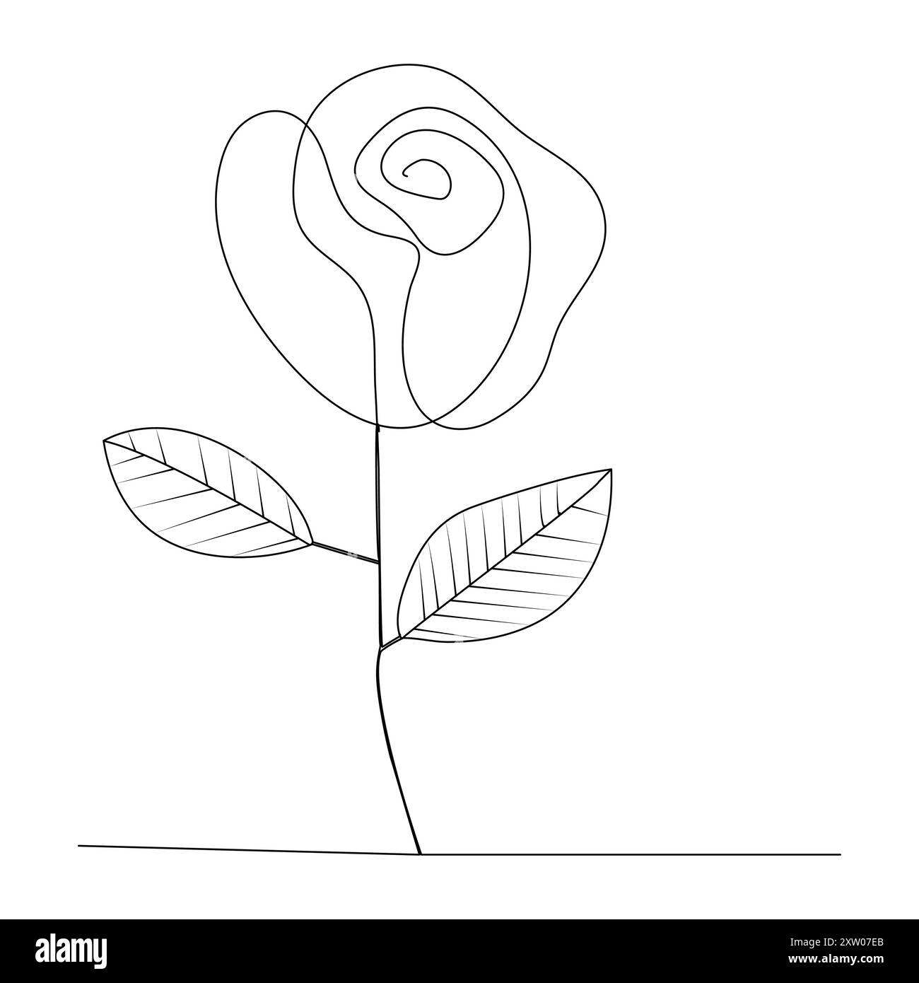 Durchgehende einzelne einzeilige Rose Design handgezeichnete Zeichnung Rosen Strichgrafik Illustration Stock Vektor