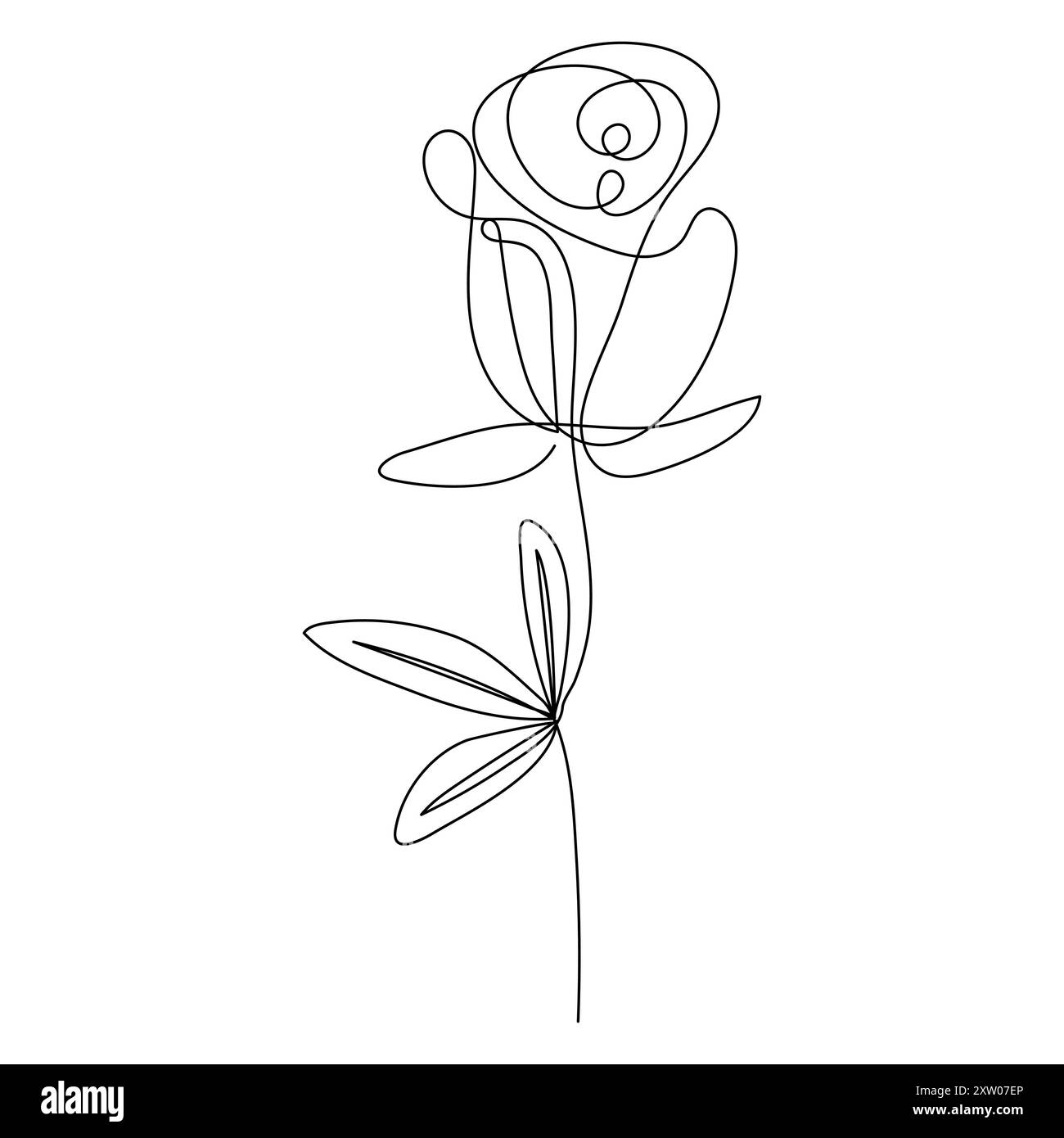 Durchgehende einzelne einzeilige Rose Design handgezeichnete Zeichnung Rosen Strichgrafik Illustration Stock Vektor
