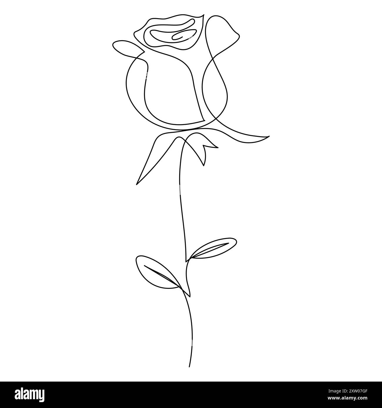 Durchgehende einzelne einzeilige Rose Design handgezeichnete Zeichnung Rosen Strichgrafik Illustration Stock Vektor