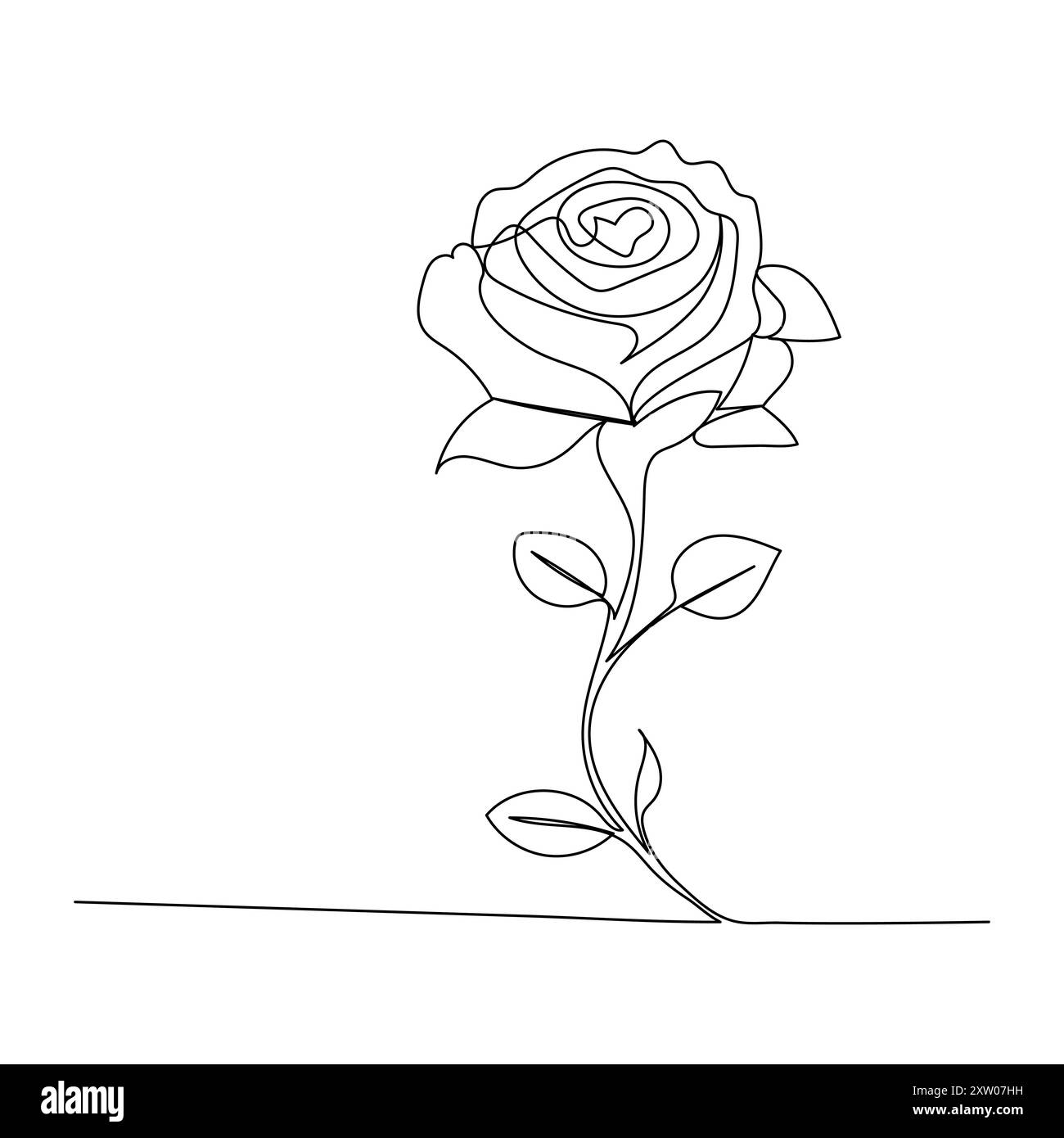 Durchgehende einzelne einzeilige Rose Design handgezeichnete Zeichnung Rosen Strichgrafik Illustration Stock Vektor