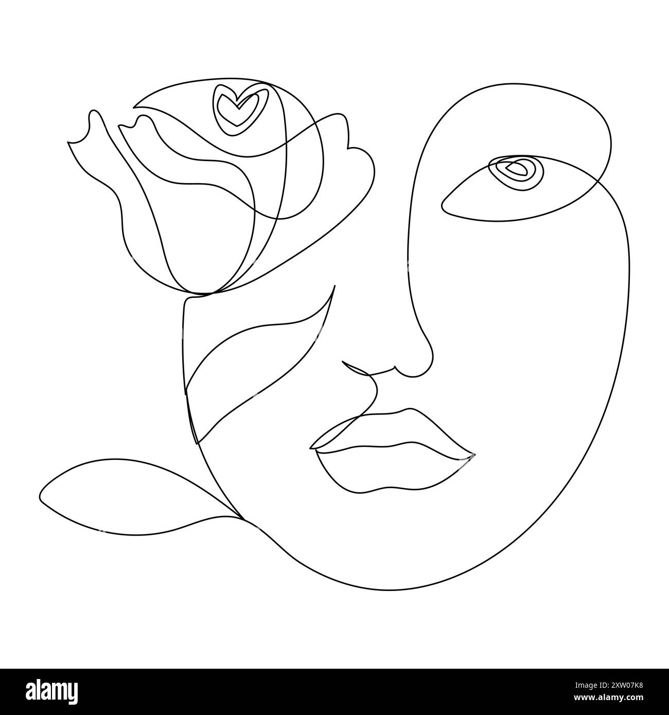 Durchgehende einzelne einzeilige Rose Design handgezeichnete Zeichnung Rosen Strichgrafik Illustration Stock Vektor