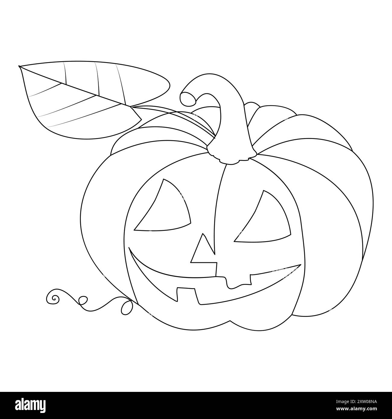 Vektor-Illustration von Halloween Kürbis Singe Linie Kunst Illustration. Halloween Kürbislinie Kunstvektor. Reifer Kürbis, durchgehende Linienzeichnung Stock Vektor