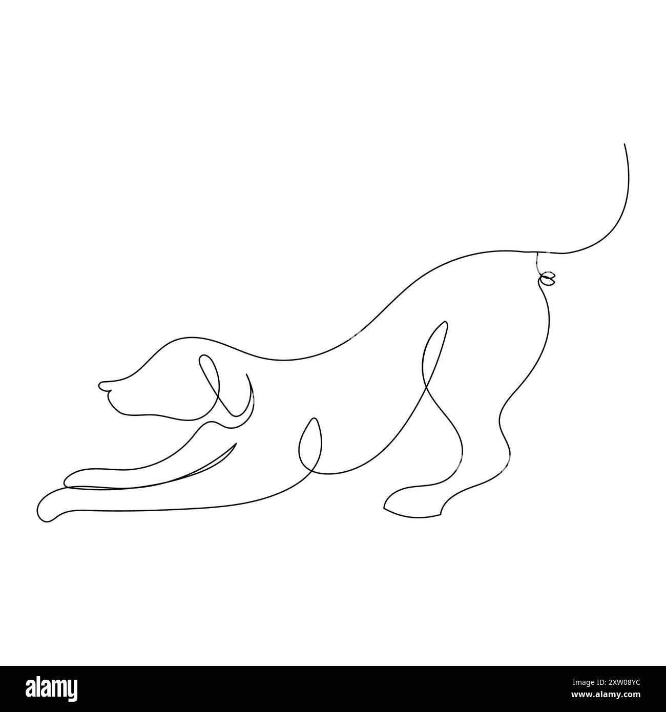 Kontinuierlicher einzeiliger Hund, der Linien-Vektor-Illustrationsentwurf auszeichnet Stock Vektor