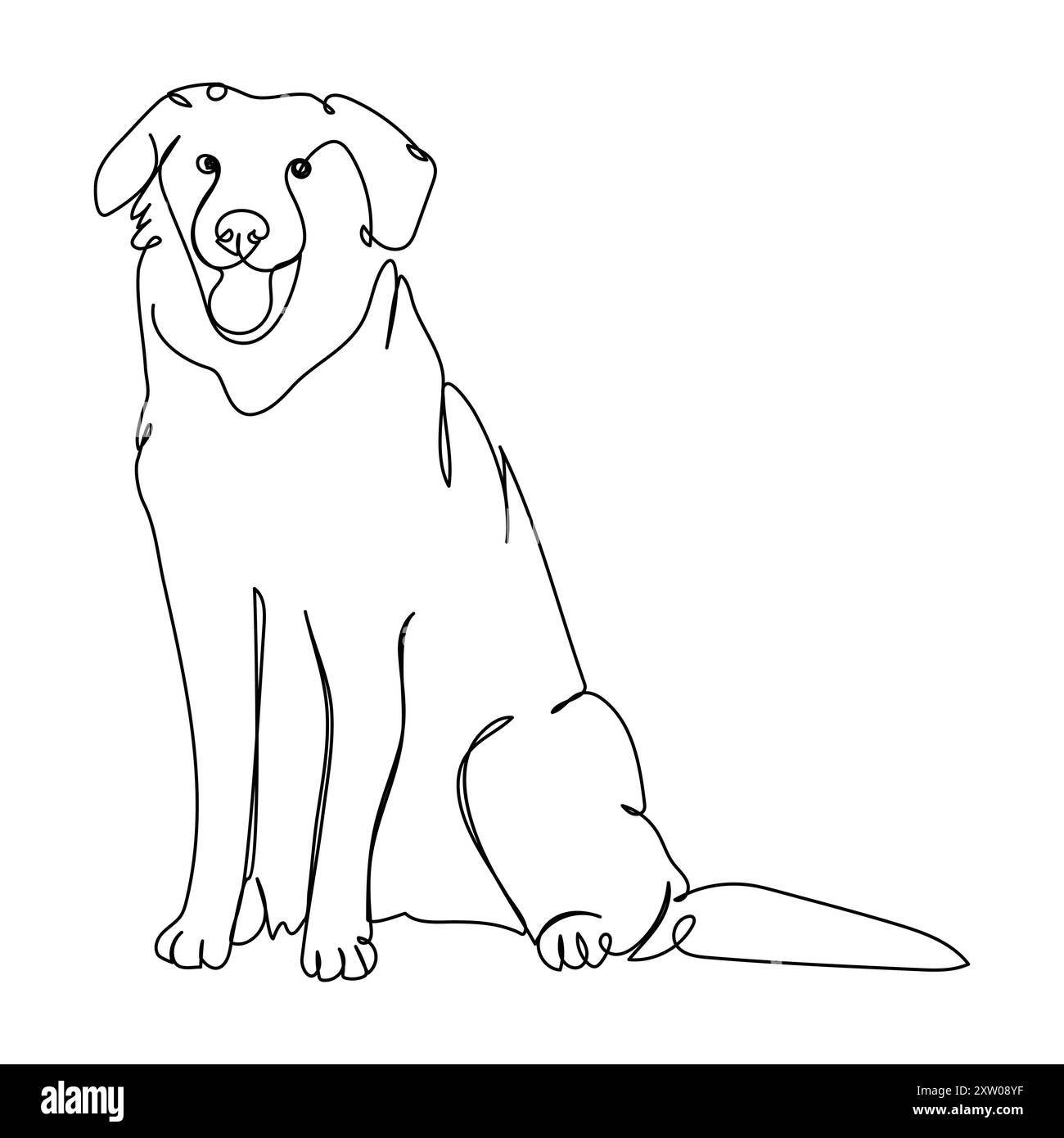 Kontinuierlicher einzeiliger Hund, der Linien-Vektor-Illustrationsentwurf auszeichnet Stock Vektor