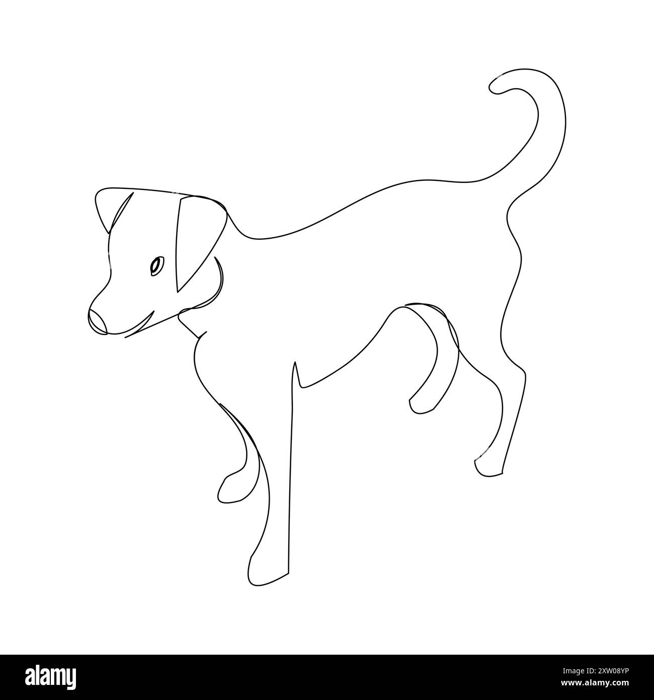Kontinuierlicher einzeiliger Hund, der Linien-Vektor-Illustrationsentwurf auszeichnet Stock Vektor