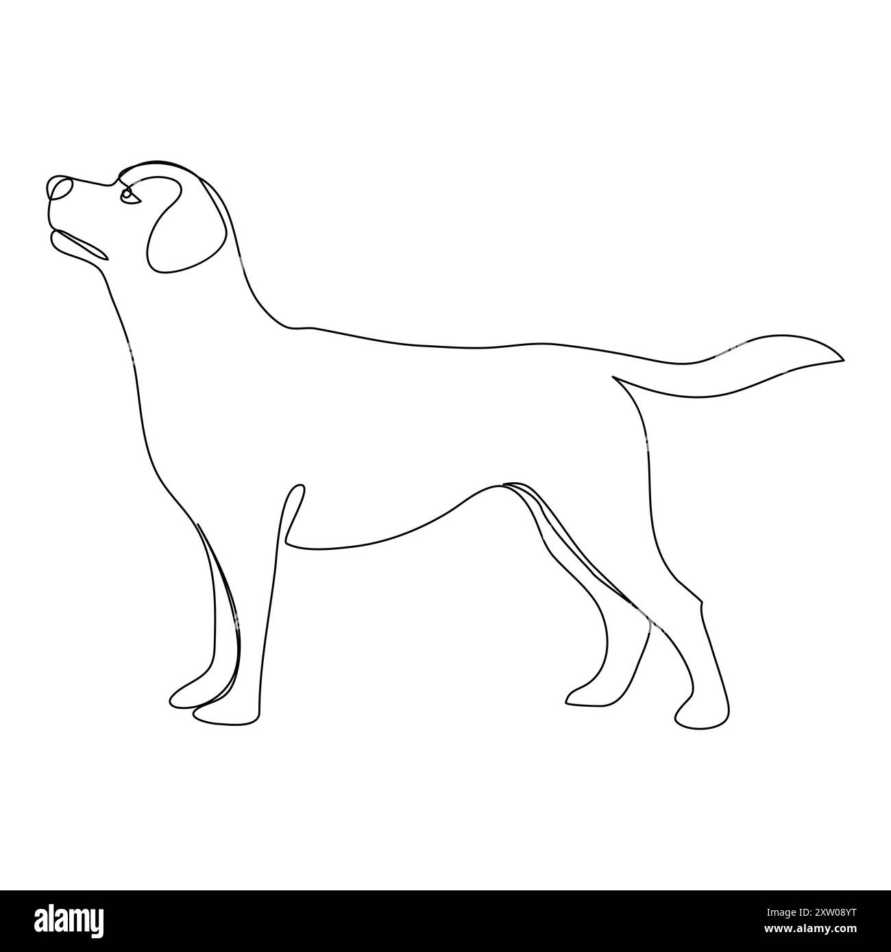 Kontinuierlicher einzeiliger Hund, der Linien-Vektor-Illustrationsentwurf auszeichnet Stock Vektor
