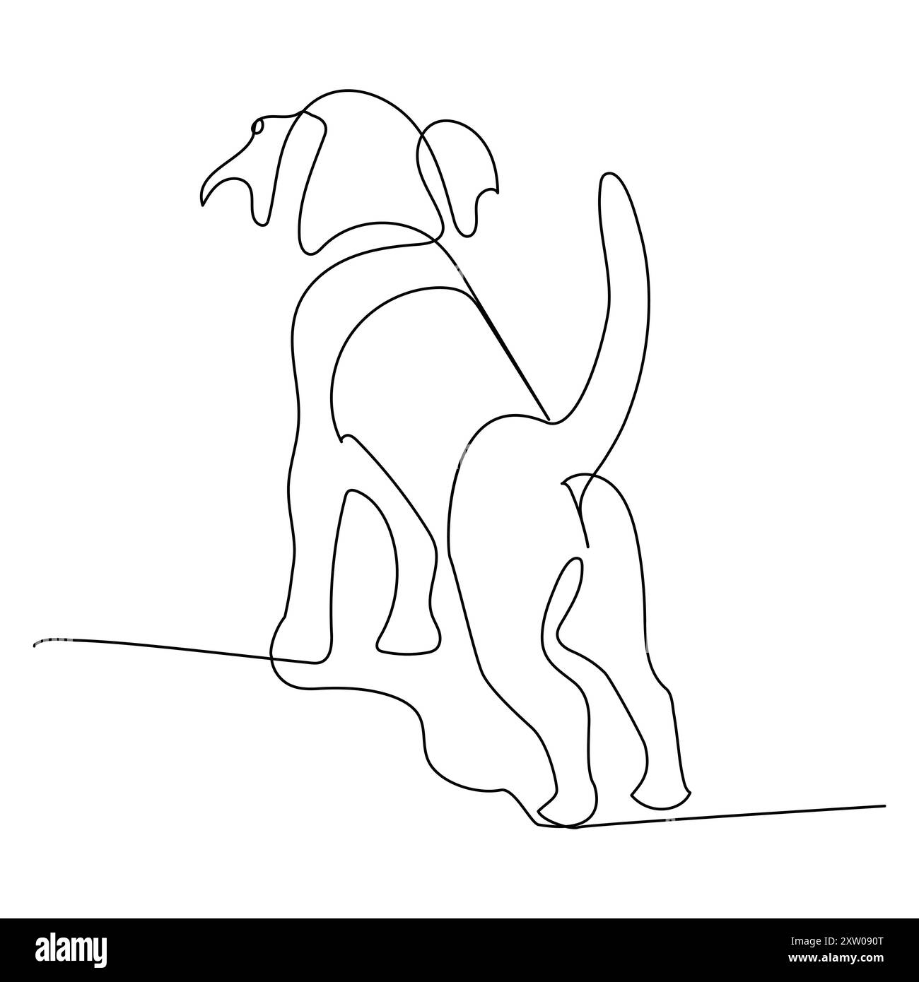 Kontinuierlicher einzeiliger Hund, der Linien-Vektor-Illustrationsentwurf auszeichnet Stock Vektor