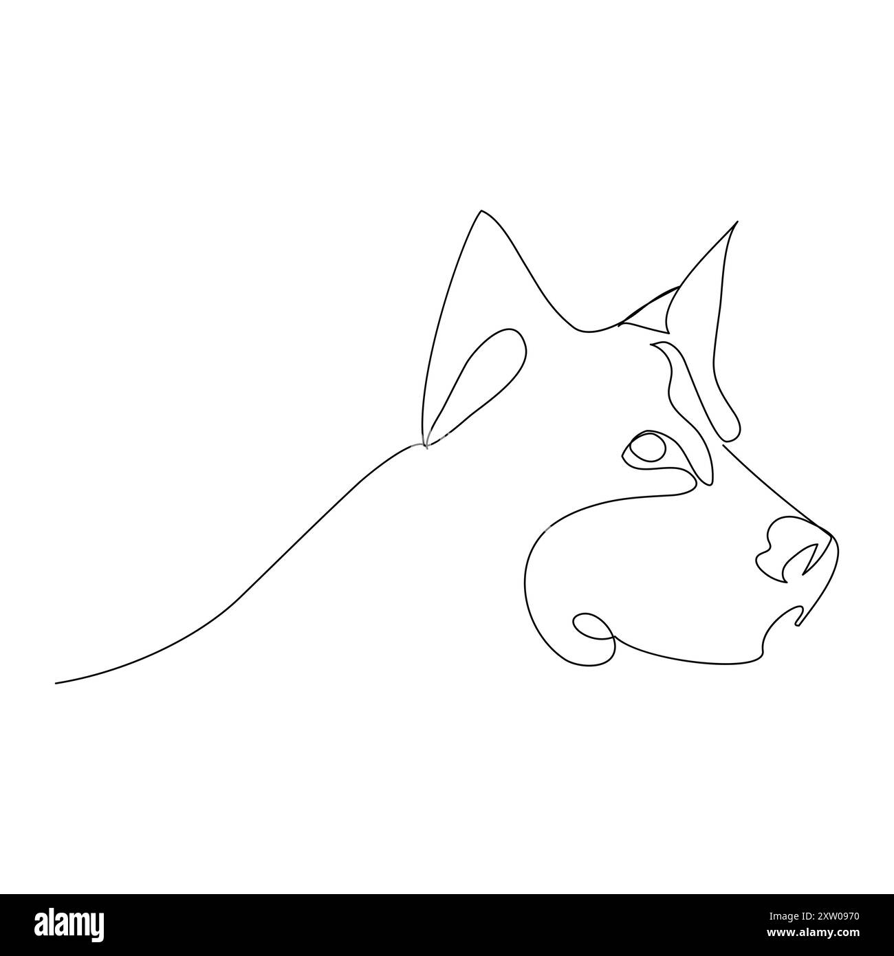 Kontinuierlicher einzeiliger Hund, der Linien-Vektor-Illustrationsentwurf auszeichnet Stock Vektor