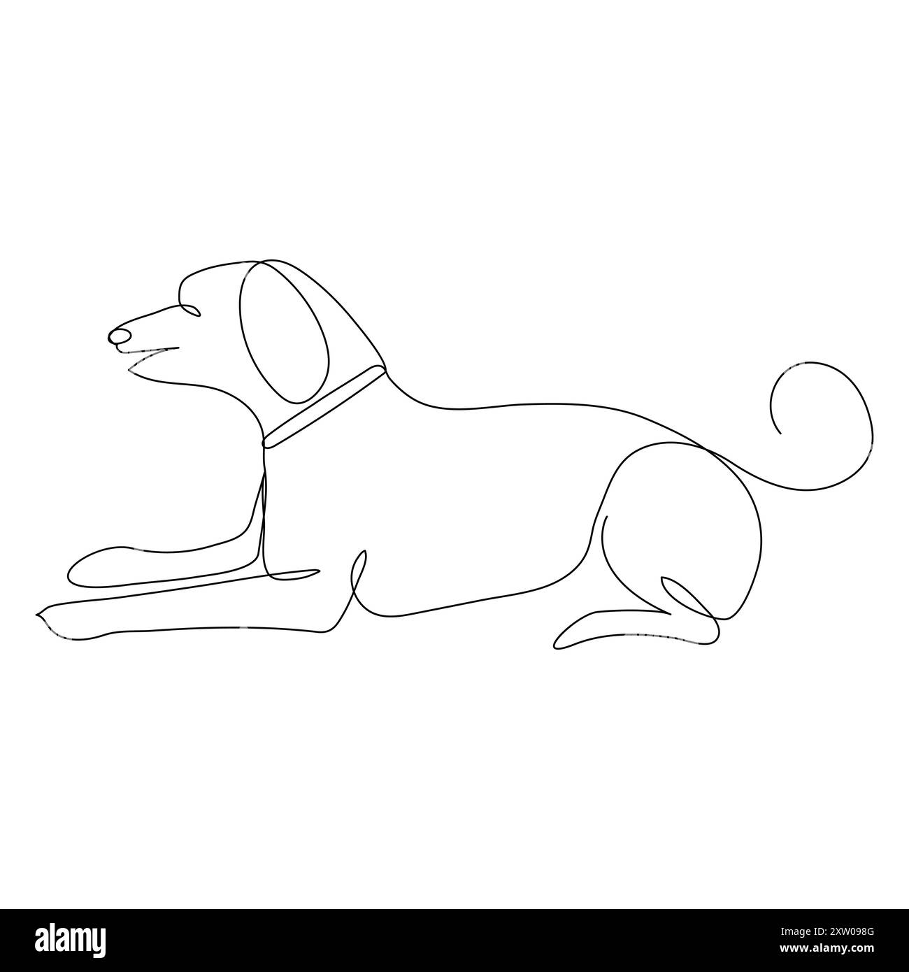 Kontinuierlicher einzeiliger Hund, der Linien-Vektor-Illustrationsentwurf auszeichnet Stock Vektor