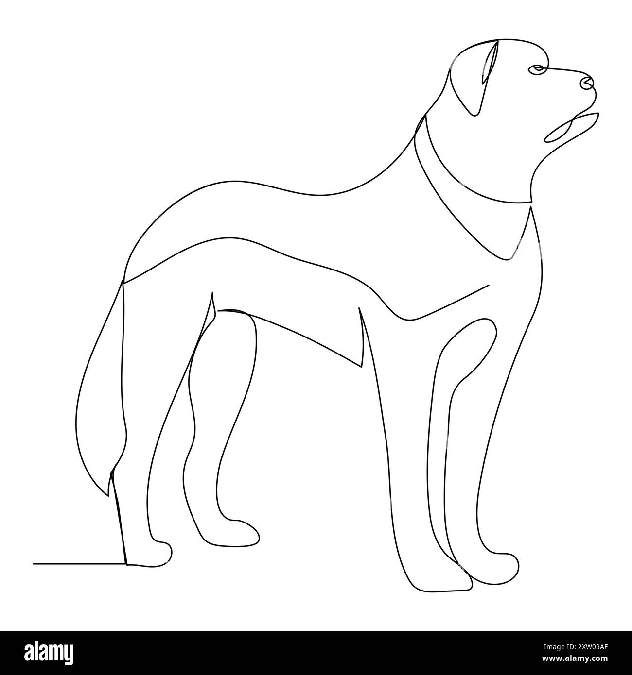 Kontinuierlicher einzeiliger Hund, der Linien-Vektor-Illustrationsentwurf auszeichnet Stock Vektor