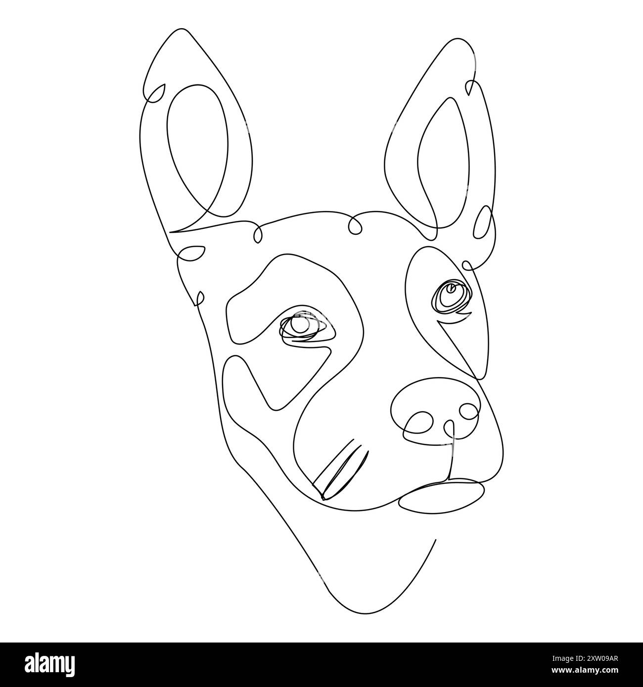 Kontinuierlicher einzeiliger Hund, der Linien-Vektor-Illustrationsentwurf auszeichnet Stock Vektor