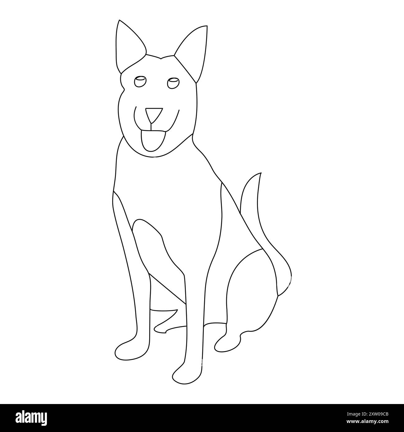 Kontinuierlicher einzeiliger Hund, der Linien-Vektor-Illustrationsentwurf auszeichnet Stock Vektor