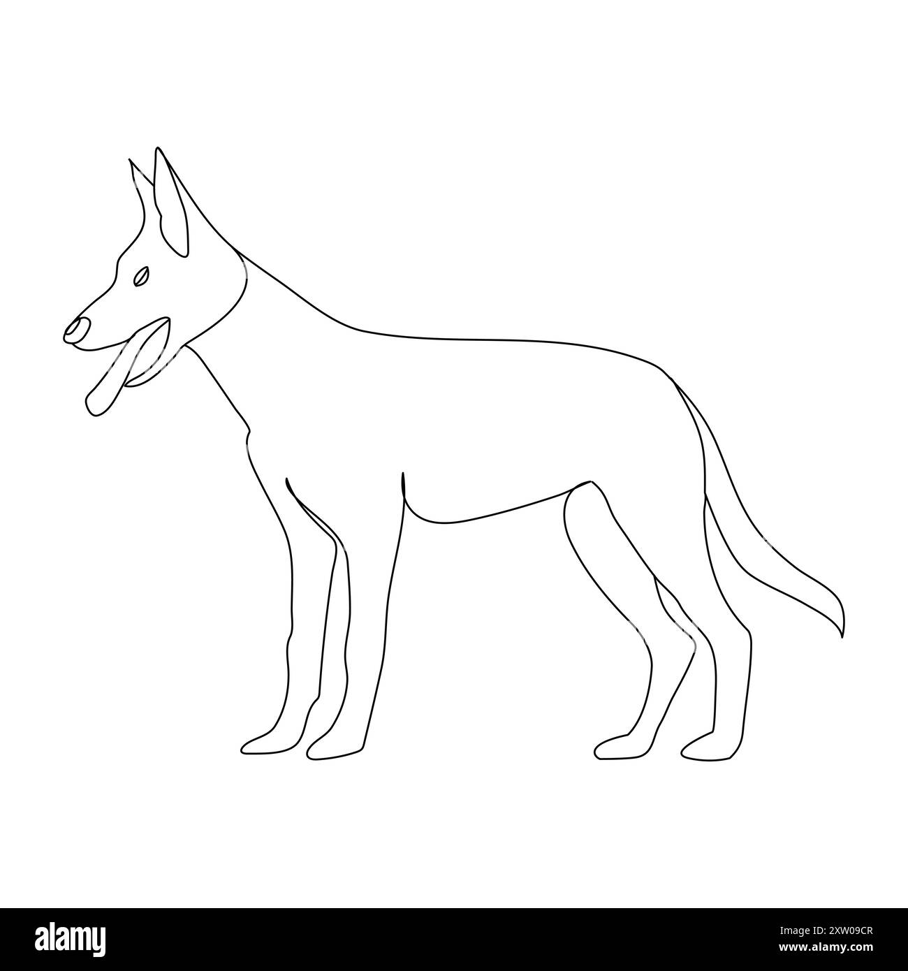 Kontinuierlicher einzeiliger Hund, der Linien-Vektor-Illustrationsentwurf auszeichnet Stock Vektor