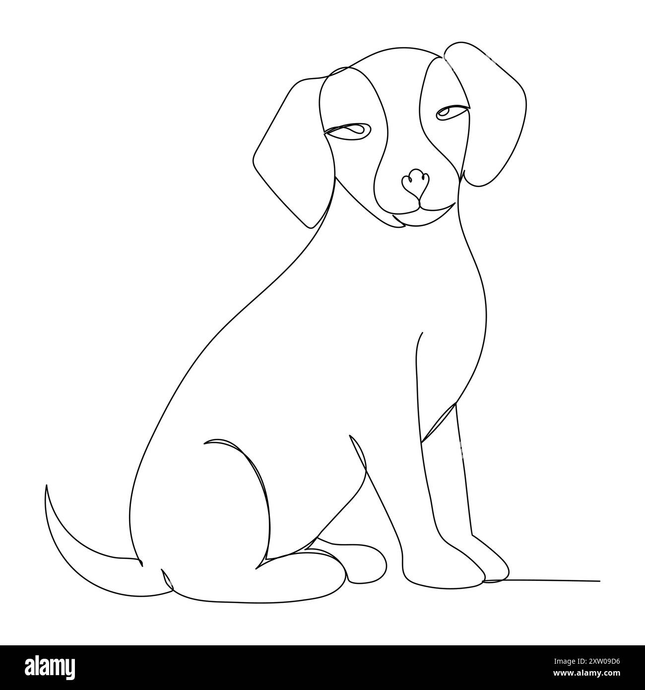 Kontinuierlicher einzeiliger Hund, der Linien-Vektor-Illustrationsentwurf auszeichnet Stock Vektor