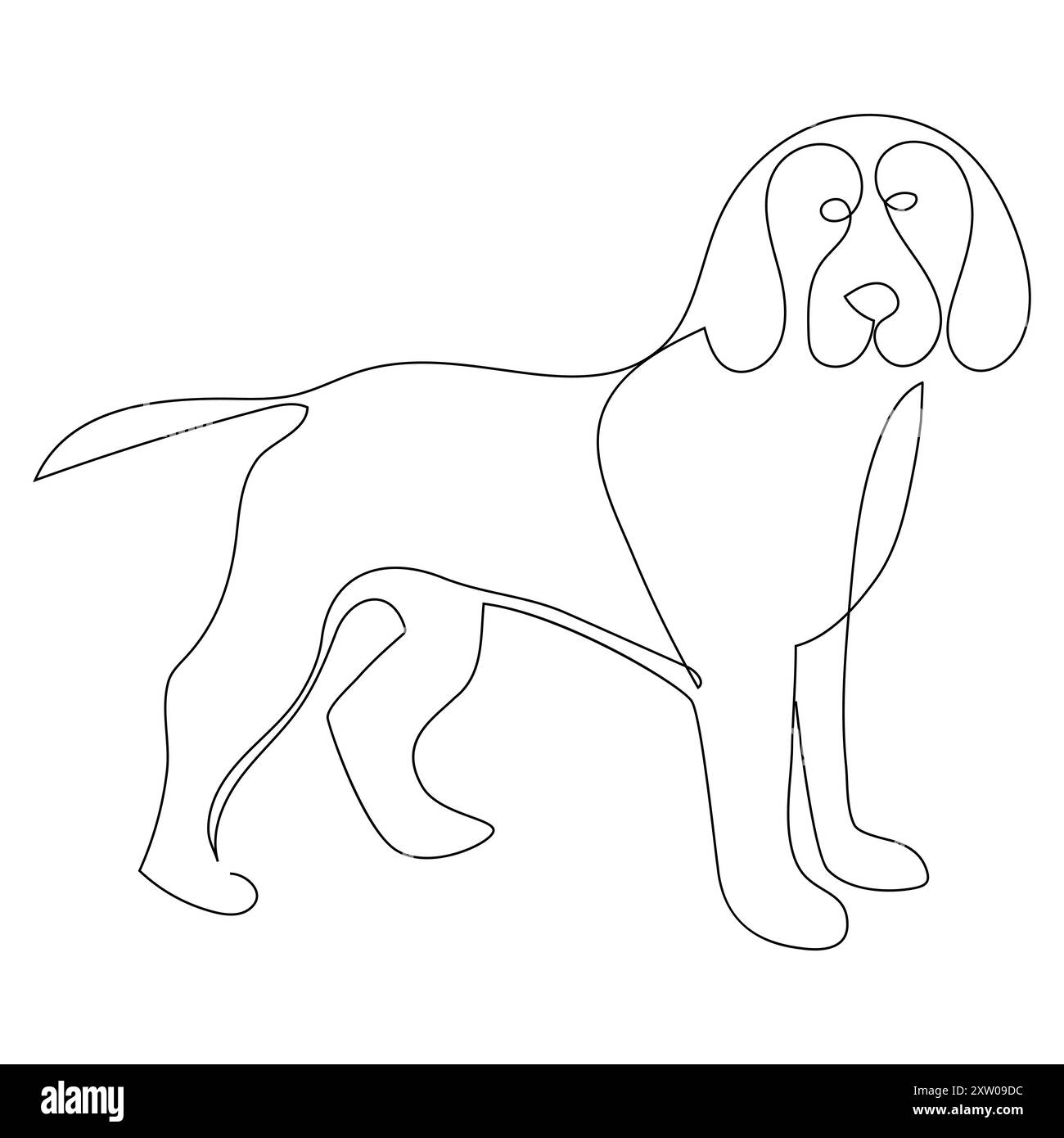 Kontinuierlicher einzeiliger Hund, der Linien-Vektor-Illustrationsentwurf auszeichnet Stock Vektor
