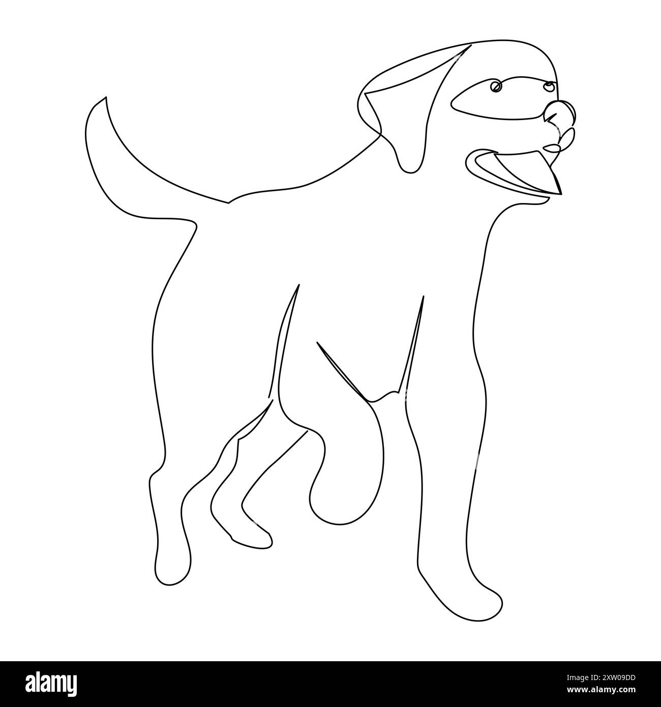 Kontinuierlicher einzeiliger Hund, der Linien-Vektor-Illustrationsentwurf auszeichnet Stock Vektor