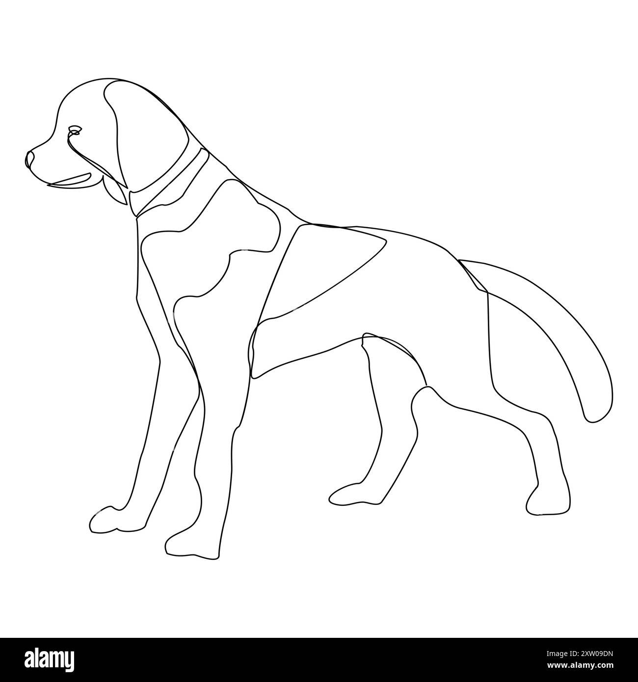 Kontinuierlicher einzeiliger Hund, der Linien-Vektor-Illustrationsentwurf auszeichnet Stock Vektor