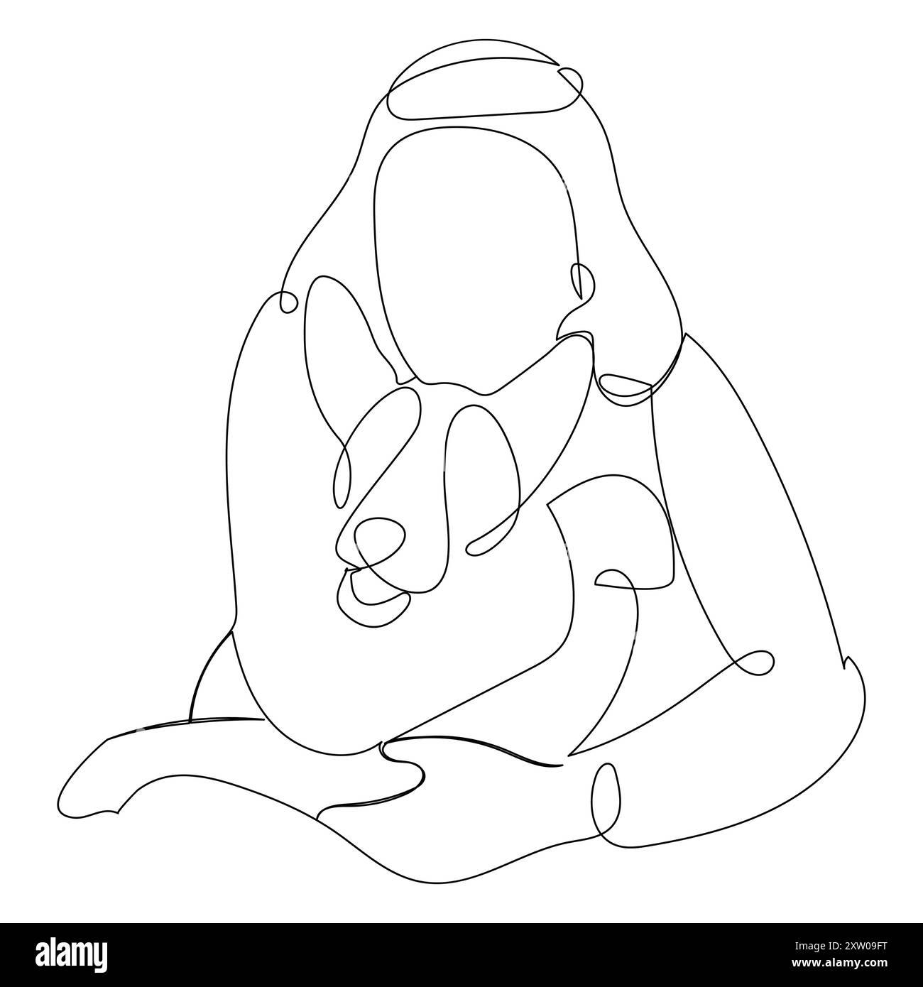 Kontinuierlicher einzeiliger Hund, der Linien-Vektor-Illustrationsentwurf auszeichnet Stock Vektor