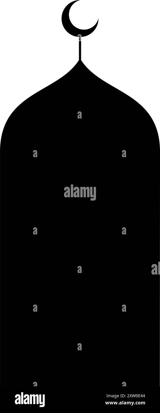 Schwarze Silhouette der Moschee in arabischer Architektur. Moscheedach, islamisches Stadtpanorama und Silhouetten der Minarett-Skyline für islamische Feiertage Ramadan, Eid Stock Vektor
