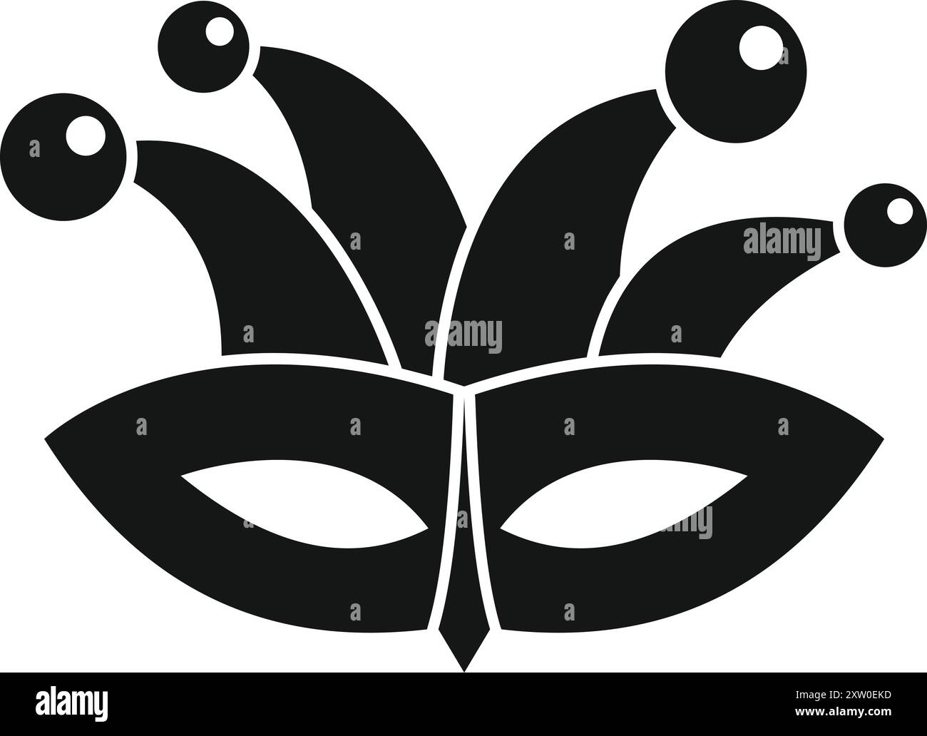 Schwarze Narrenmaske mit Glocken, die jedem festlichen Anlass einen Hauch von Spaß und Geheimnis verleiht Stock Vektor