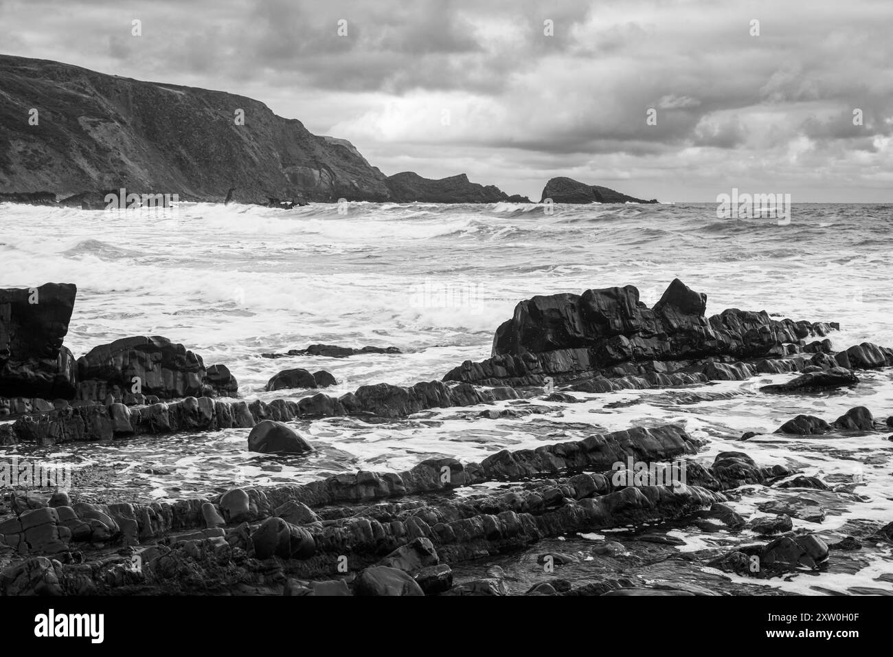 Welcombe Mouth Beach auf der Hartland Peninsular Bideford Nordwesten Devon Westengland Großbritannien Stockfoto