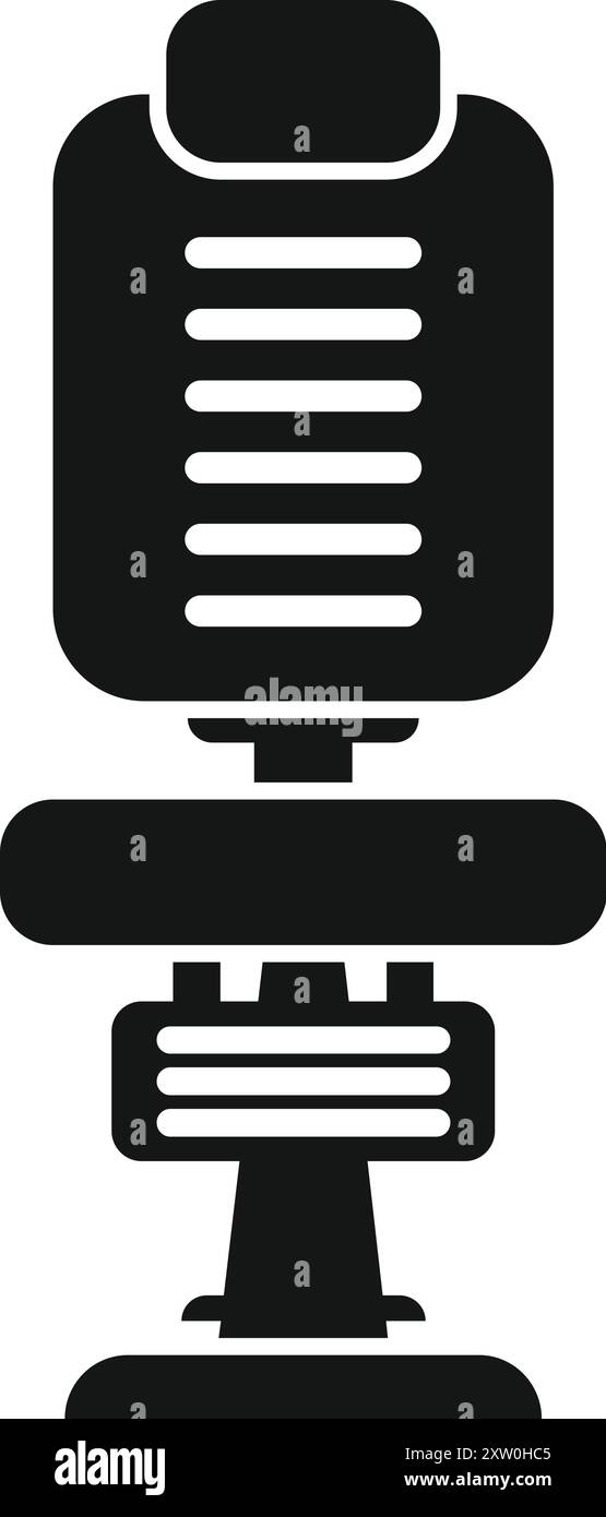 Einfache schwarz-weiße Silhouette eines modernen Bürostuhls, perfekt für Büroarbeiten und Möbel Stock Vektor