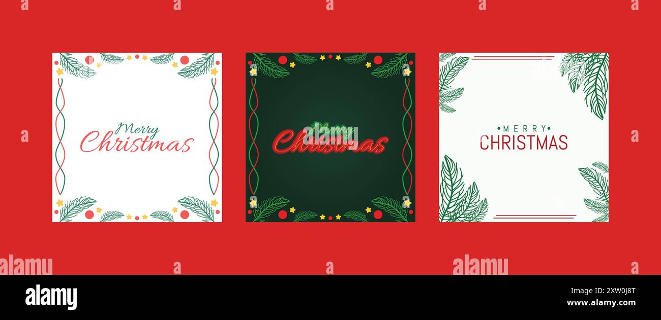Satz Weihnachtsgrußkarten, Poster, Banner Stock Vektor