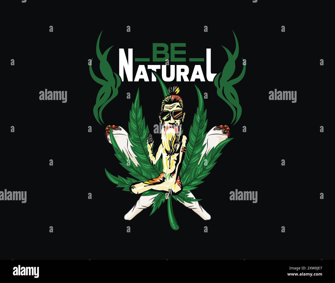 Sei natürliches Marihuana T-Shirt-Design, Cannabis T-Shirt-Design, Gras T-Shirt-Design Stock Vektor