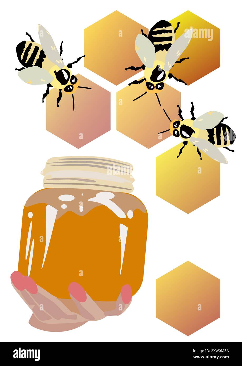 Sehr leckerer Honig und Bienen Stockfoto
