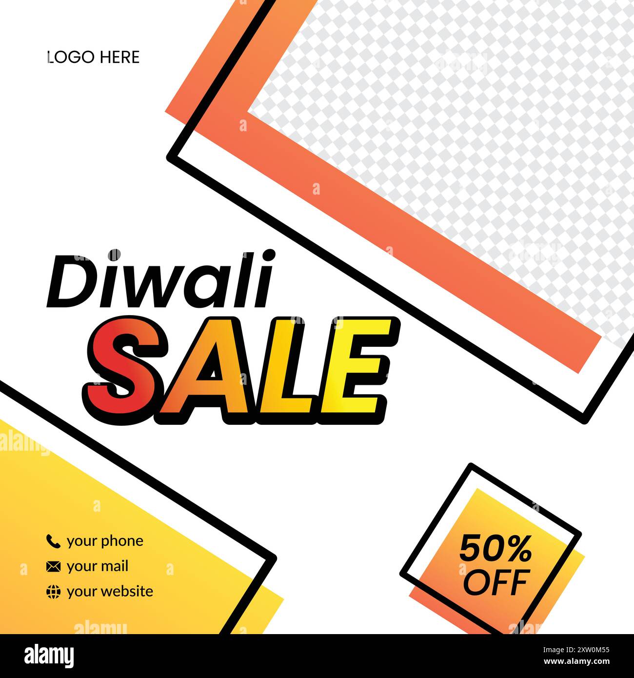 Diwali Sale Post Vorlage, Vektor, Soziale Medien Stock Vektor