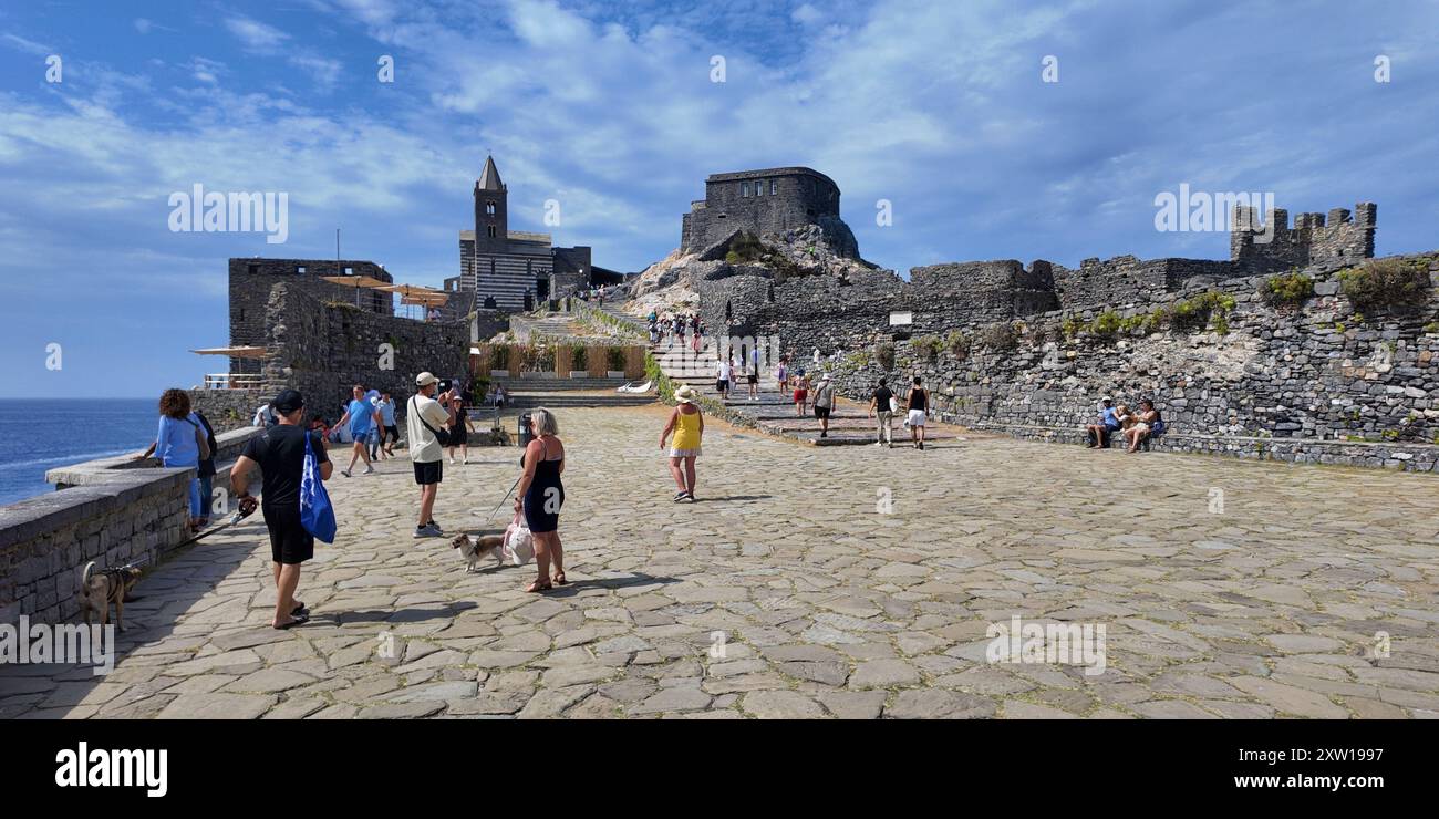 Die Kirche St. Peter in Portovenere. Porto Venere, Italien Stockfoto