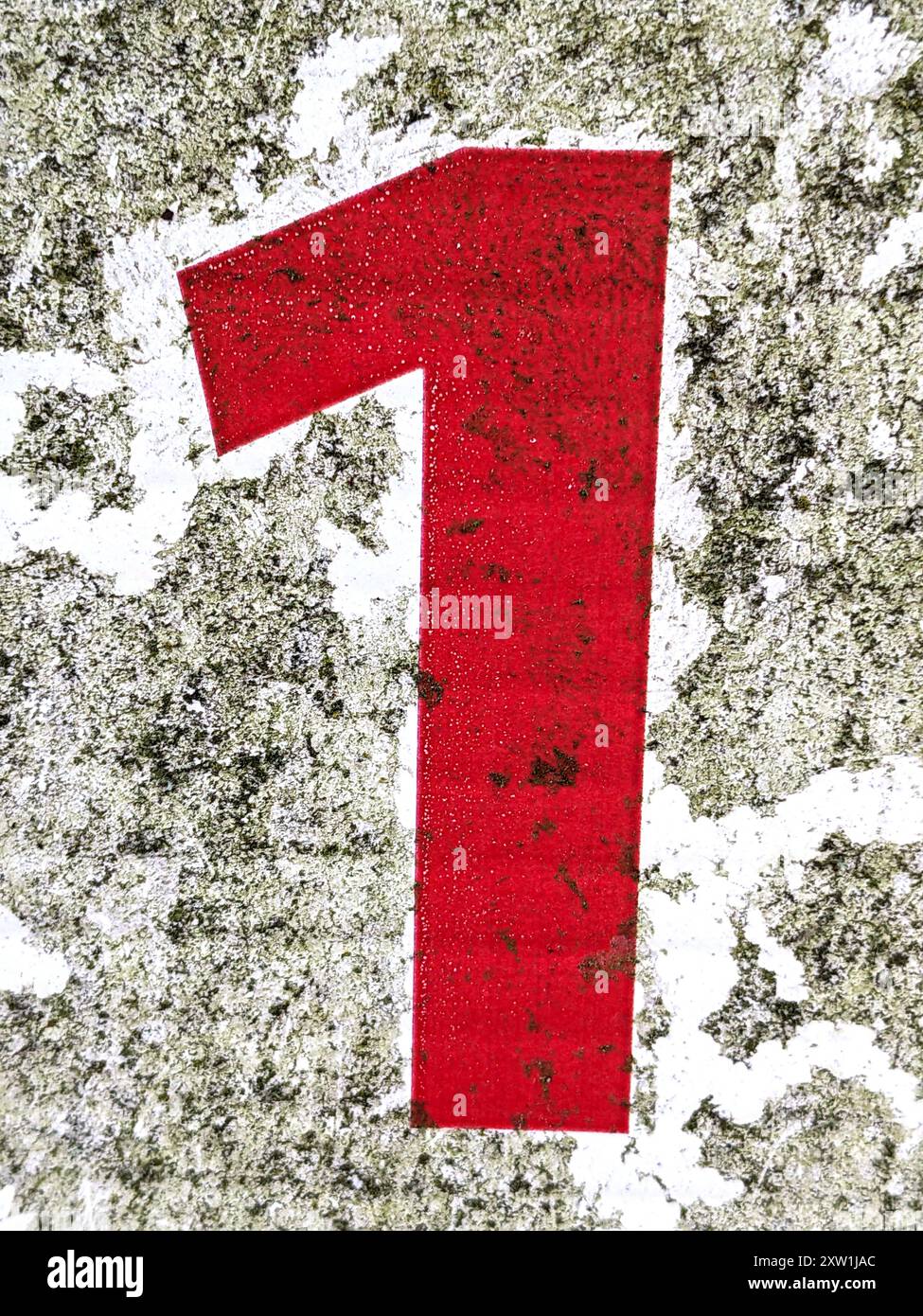 Schriftliche Formulierung in Distress State Typography Found Number Stockfoto