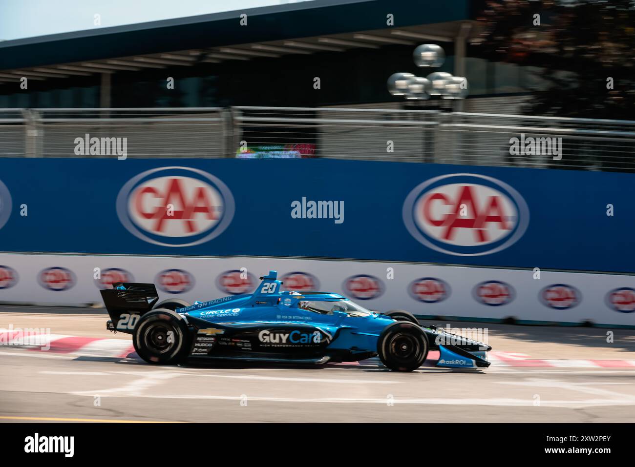 Toronto, ON, USA. Juli 2024. Der Fahrer DER NTT INDYCAR SERIE, ED CARPENTER (20) aus Indianapolis, Indiana, reist während eines Trainings für die Ontario Honda Dealers Indy Toronto in Toronto ON durch die Kurven. (Kreditbild: © Walter G. Arce Sr./ASP via ZUMA Press Wire) NUR REDAKTIONELLE VERWENDUNG! Nicht für kommerzielle ZWECKE! Stockfoto