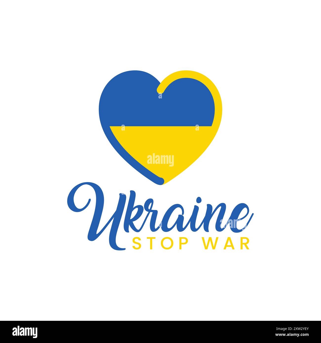 Ukraine Stop war Heart Design isoliert, patriotisch, Russland und Ukraine Krieg Konflikt, verbreiten Frieden Stock Vektor