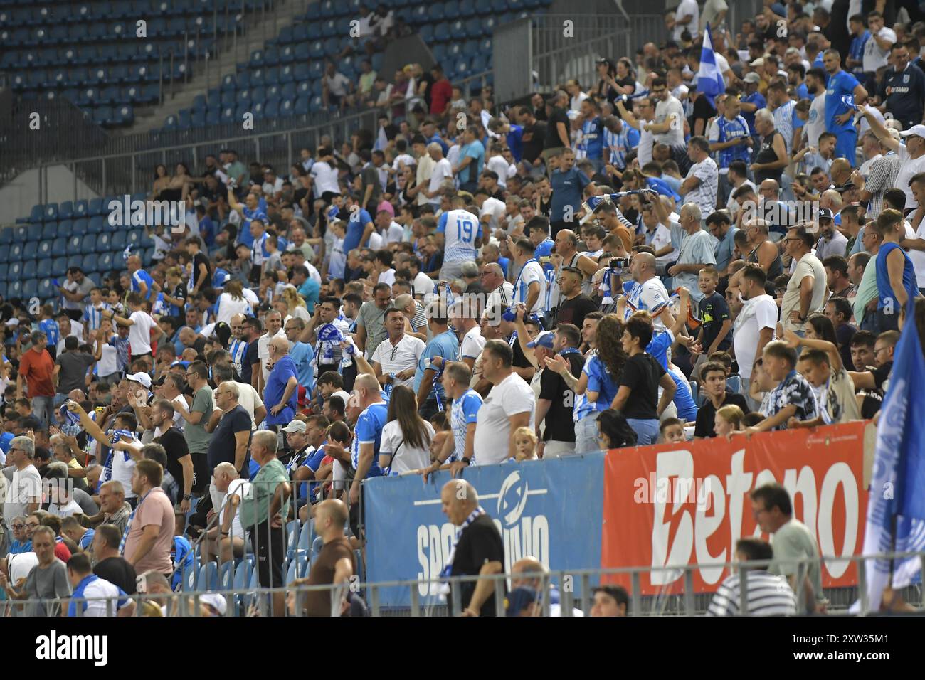 FUSSBALLSPIEL UNIVERSITATEA CRAIOVA GEGEN FC BUZAU , SUPERLIGA RUMÄNIEN , 16.08.2024 Stockfoto