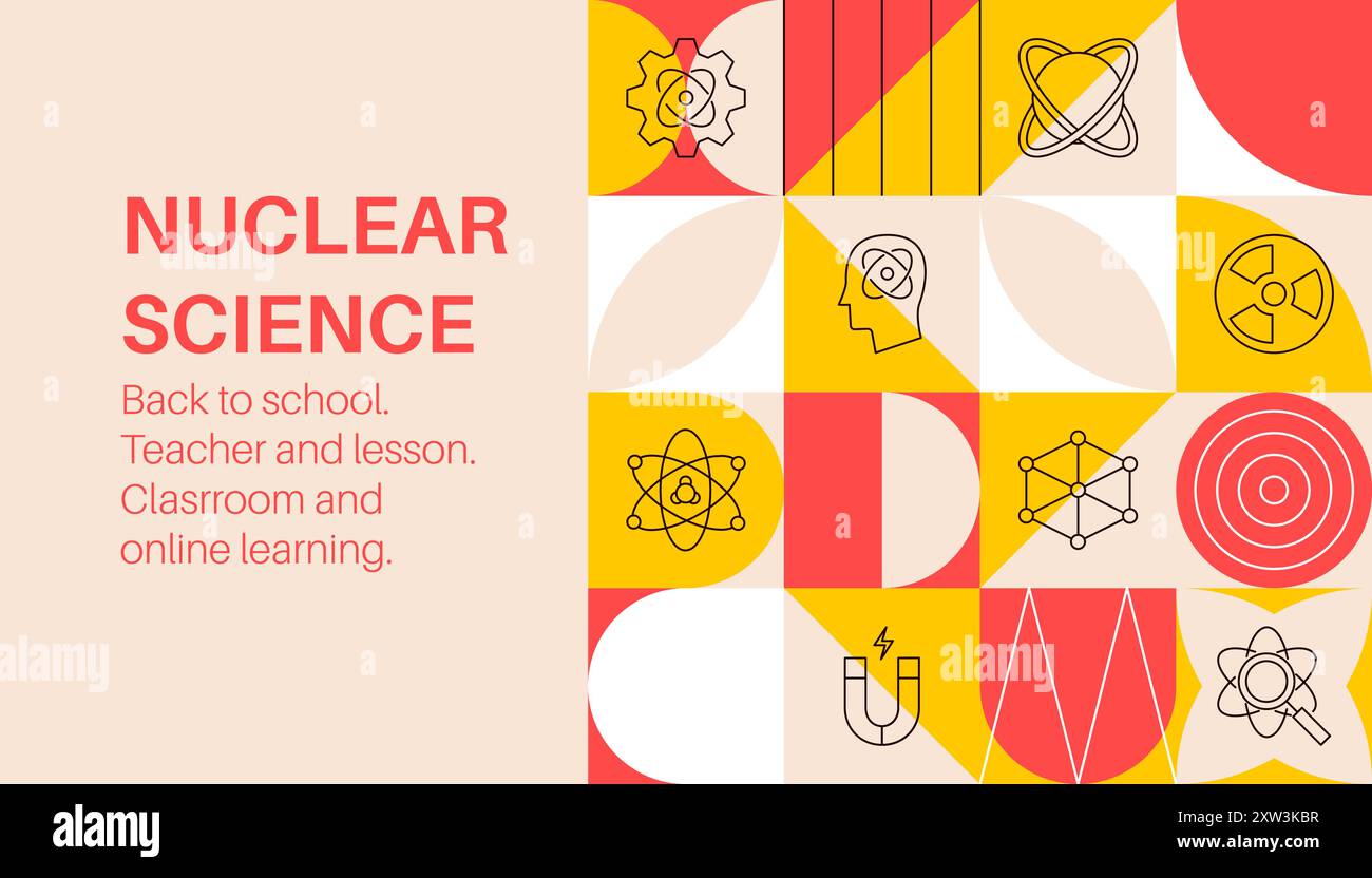 Nuklearwissenschaftliches Banner Geometrisch Stock Vektor