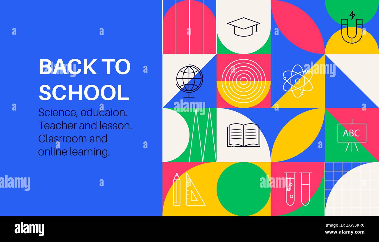 Back-to-School-Banner geometrisch Stock Vektor