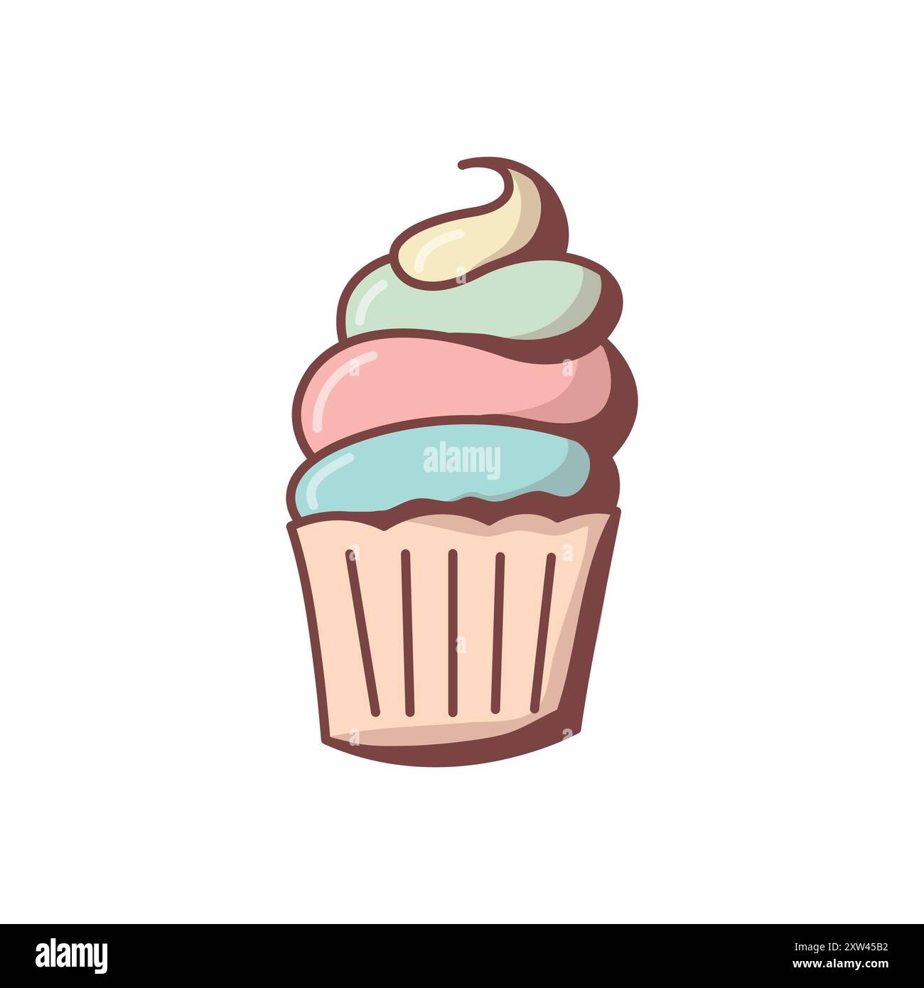 Cupcake Clipart, handgezeichnet, isoliert Stock Vektor