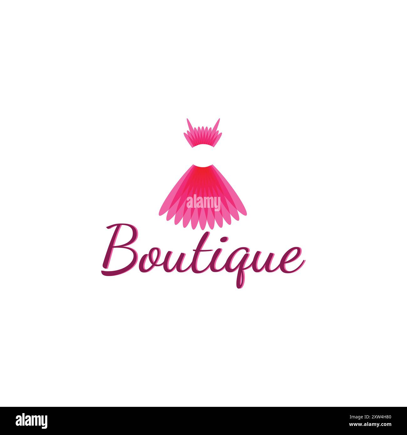Boutique-Logo mit rosa Kleid Stock Vektor