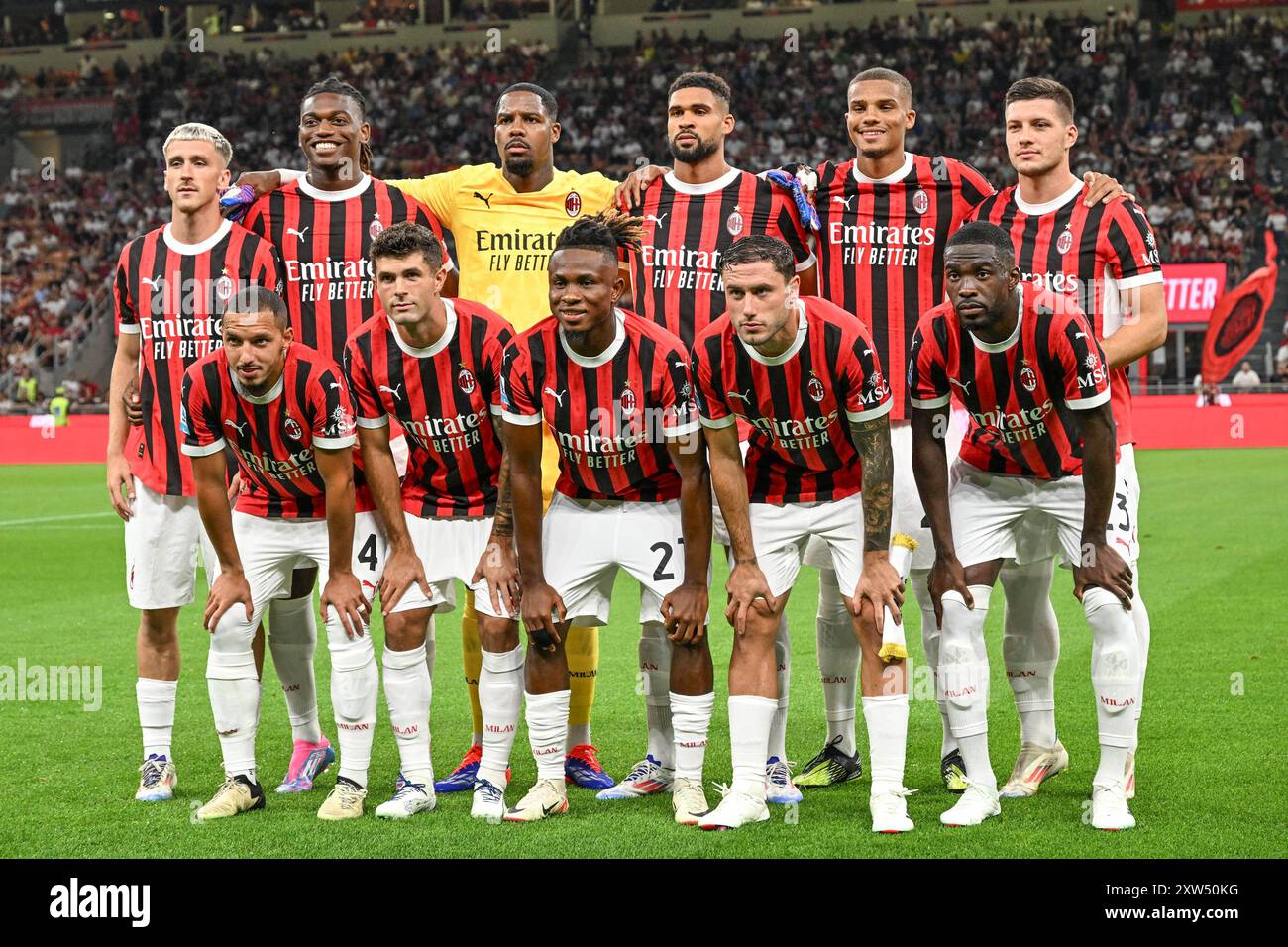 AC Mailand Fototeam vor dem Spiel während des AC Mailand vs Torino FC, italienischer Fußball Serie A Spiel in Mailand, Italien, 17. August 2024 Stockfoto