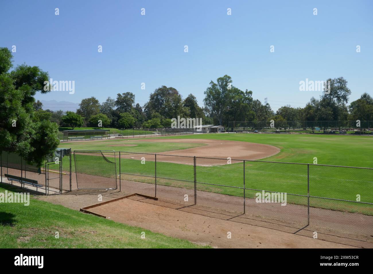 Los Angeles, Kalifornien, USA 12. August 2024 Pote Baseball Field, auf dem Tom Cruise Jerry Maguire und Robin Williams am 12. August 2024 Hook at in Griffith Park in Los Angeles, Kalifornien, USA filmte. Foto: Barry King/Alamy Stock Photo Stockfoto